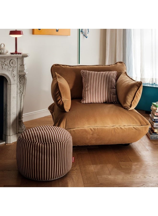 Fatboy Point Terry Small Pouf, Suitable for Indoor Use, Use as a Side Table or Luxury Ottoman (35 x 50 cm, Cognac Creme) - Image 2